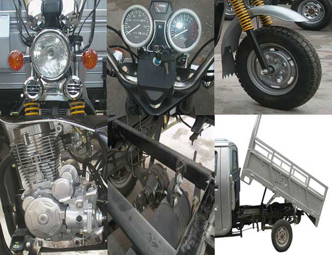 detail parts of motorized cargo tricycle